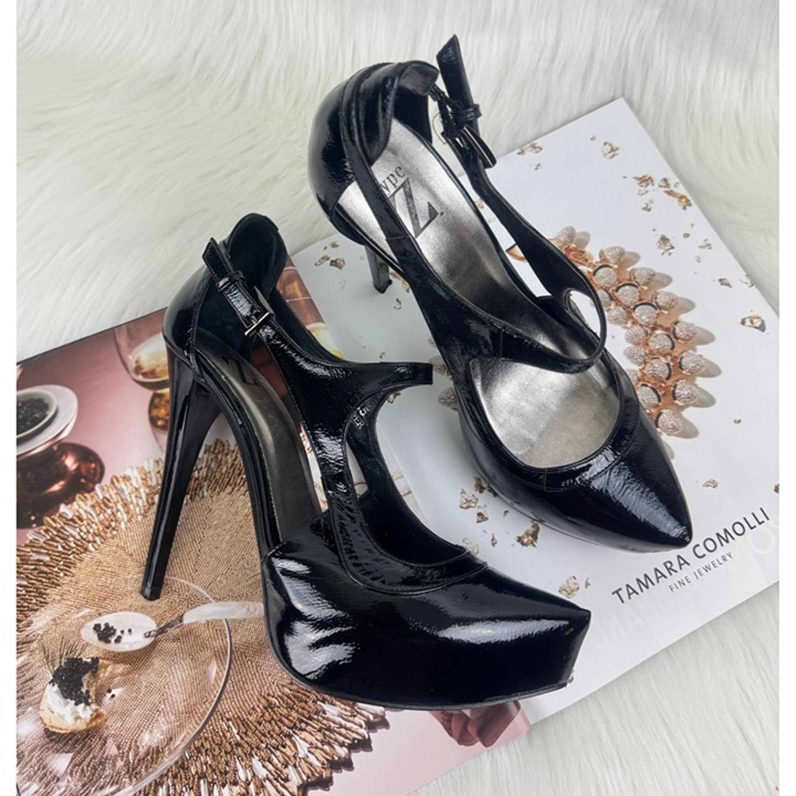 Women's Type Z Monisa Patent Leather Platform Stiletto Heels Pumps Black 8.5