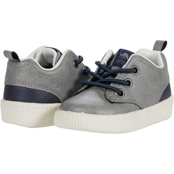 NEW Carter's Kid US 7 Alva Dinosaur Grey Navy Colorblock Slip On Sneaker Elastic