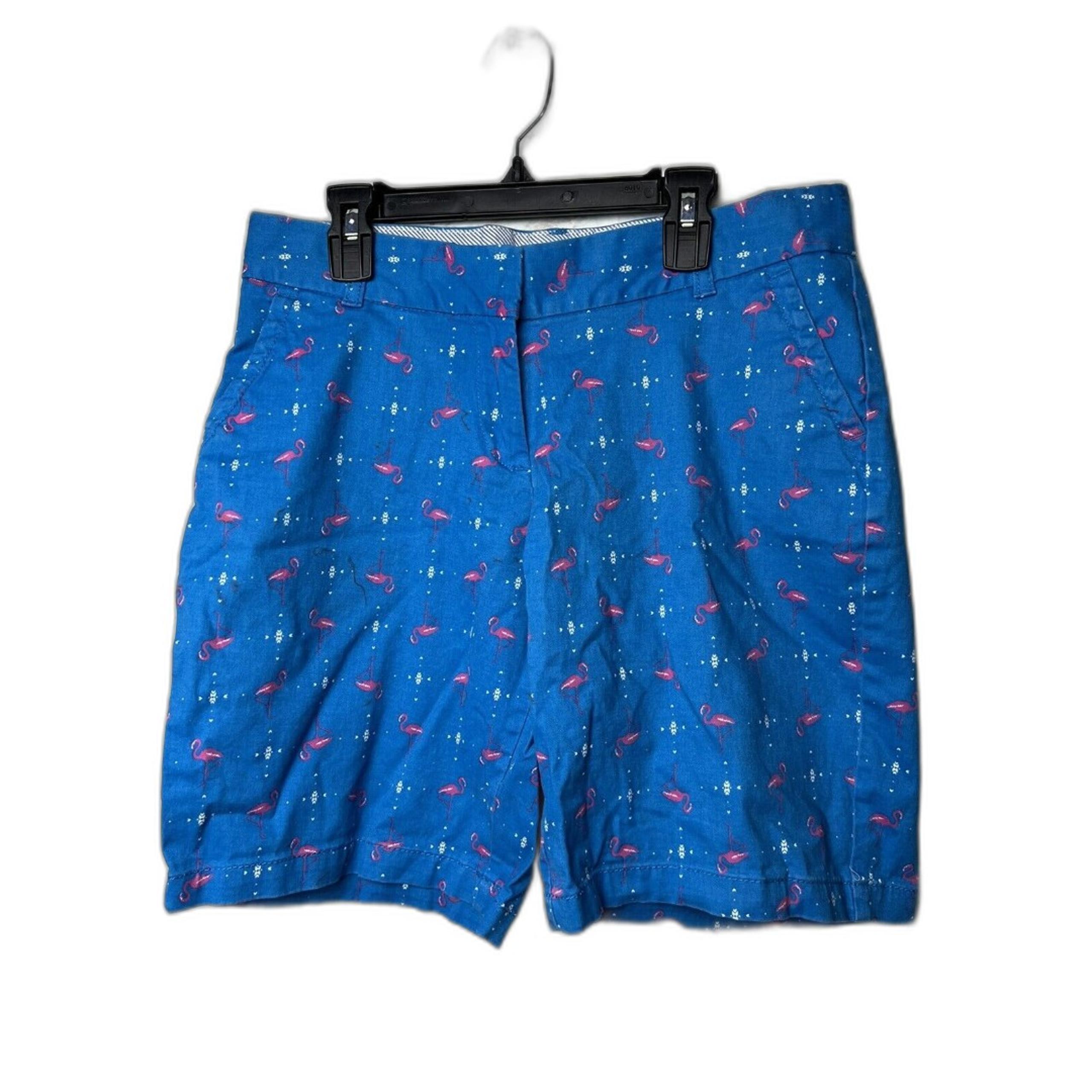 Crown & Ivy Bermuda Shorts - Blue with Pink Flamingos - 6