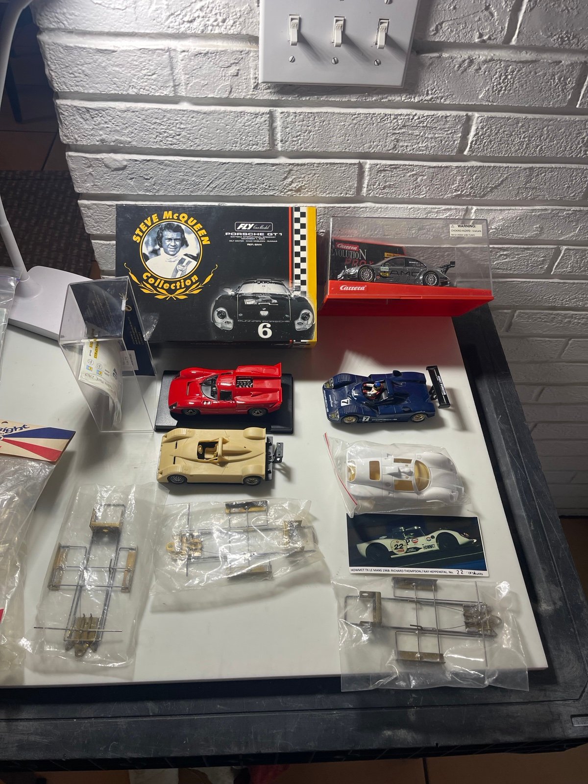 1/32 Scale Slot Cars Lot of 8 Cars and Bodies