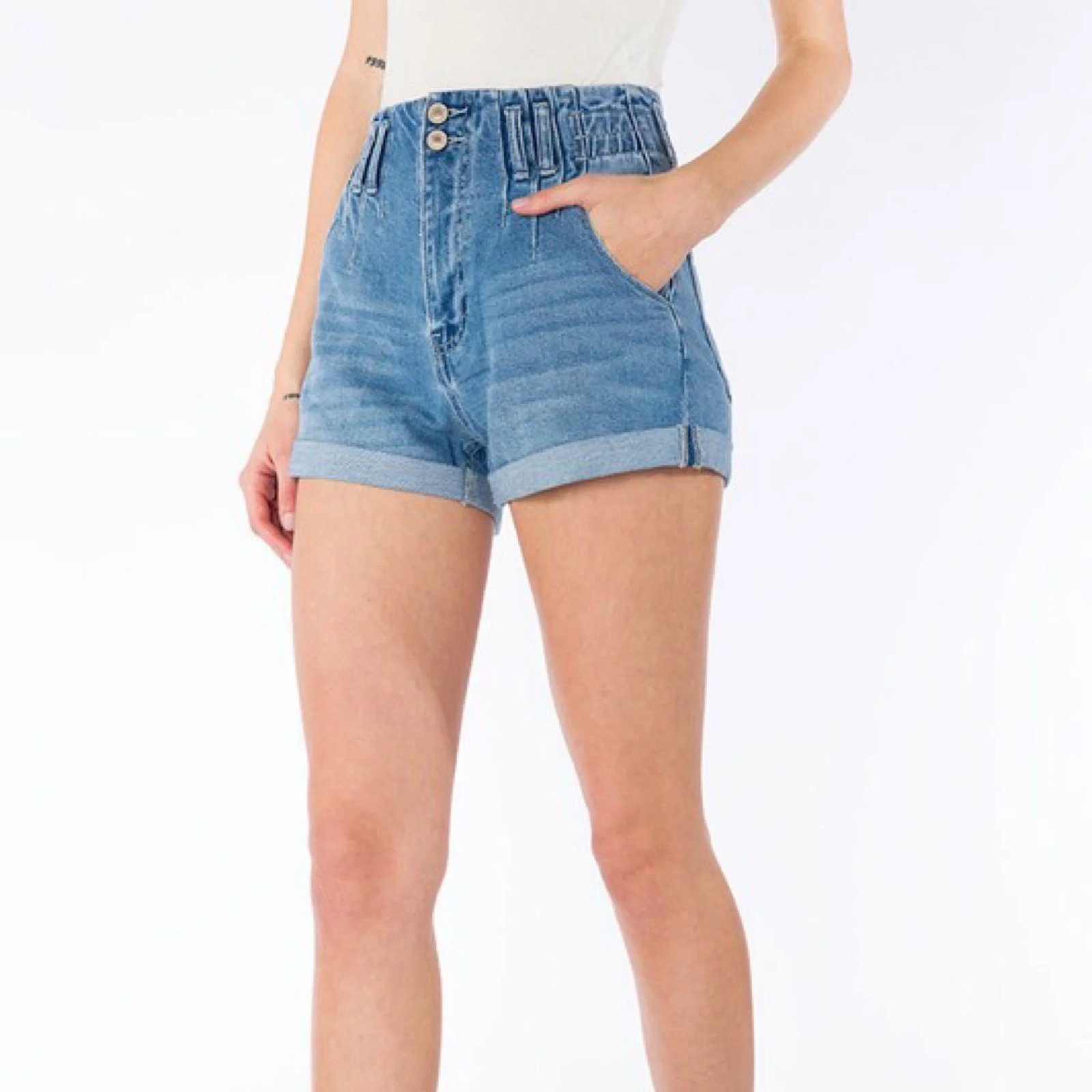 KanCan High Rise Mom Shorts Denim Jeans Women’s XL Cuffed Blue KC7846M