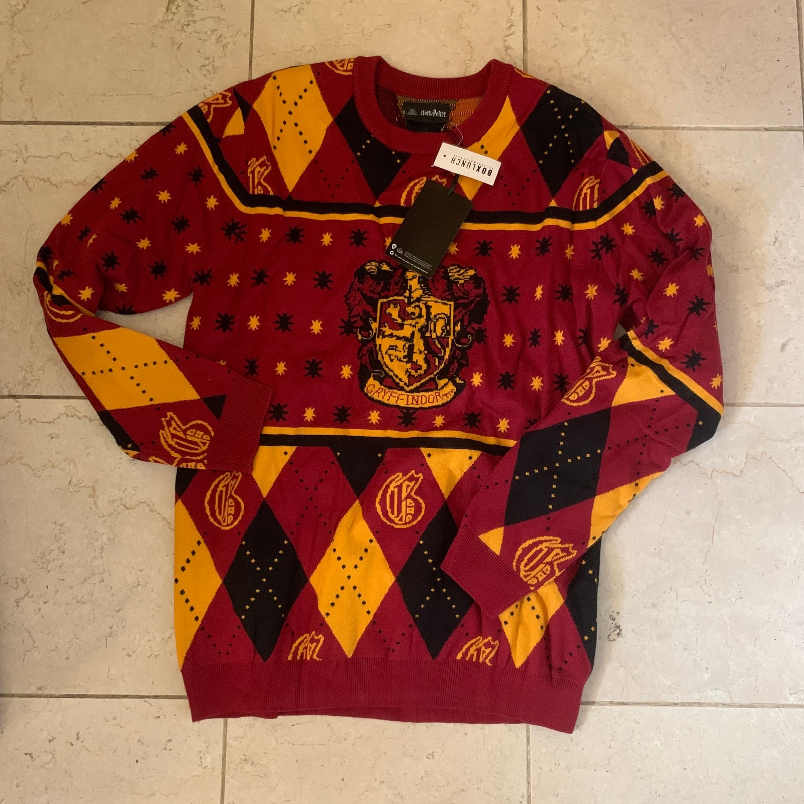 Harry Potter M Gryffindor Emblem Crest Holiday Ugly Christmas Sweater Cosplay