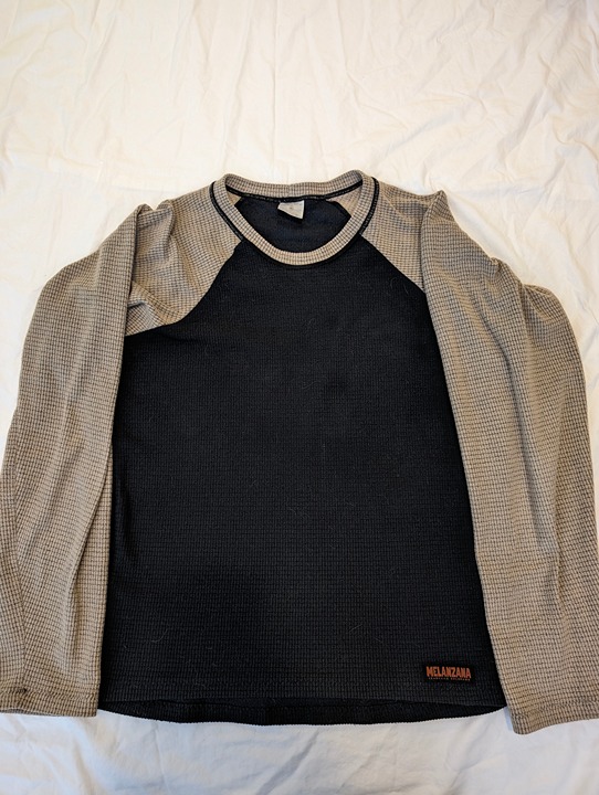 Men's Melanzana Microgrid Crewneck Fleece Black/Shale (S)