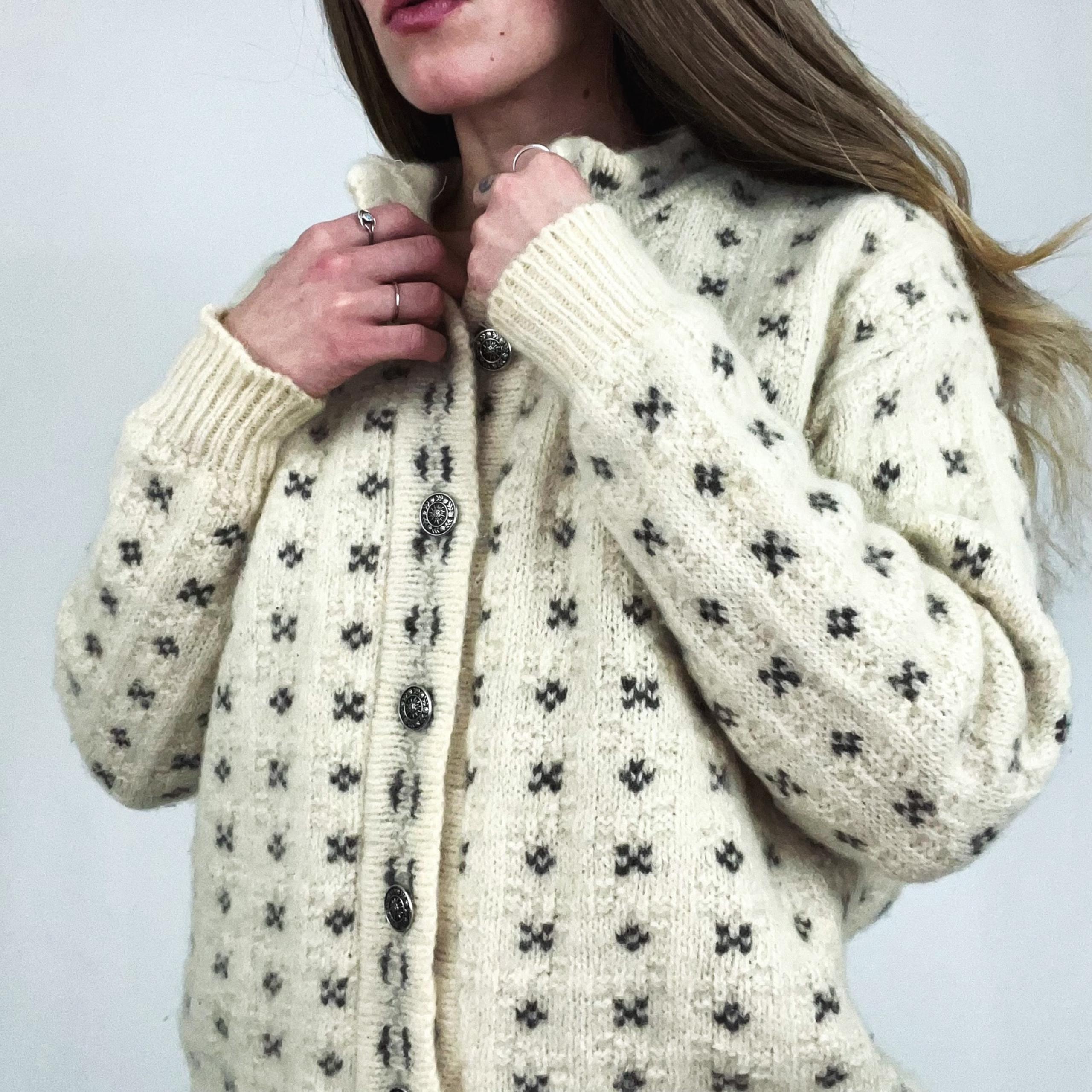 Vintage Wool Blend Button-Front Knit Cardigan | Size M