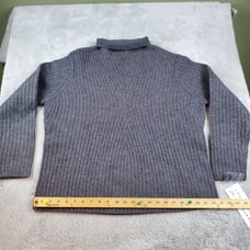 Deane White Sweater Wool Womens Sz XL Gray Ribbed Made in Australia Mock Neck