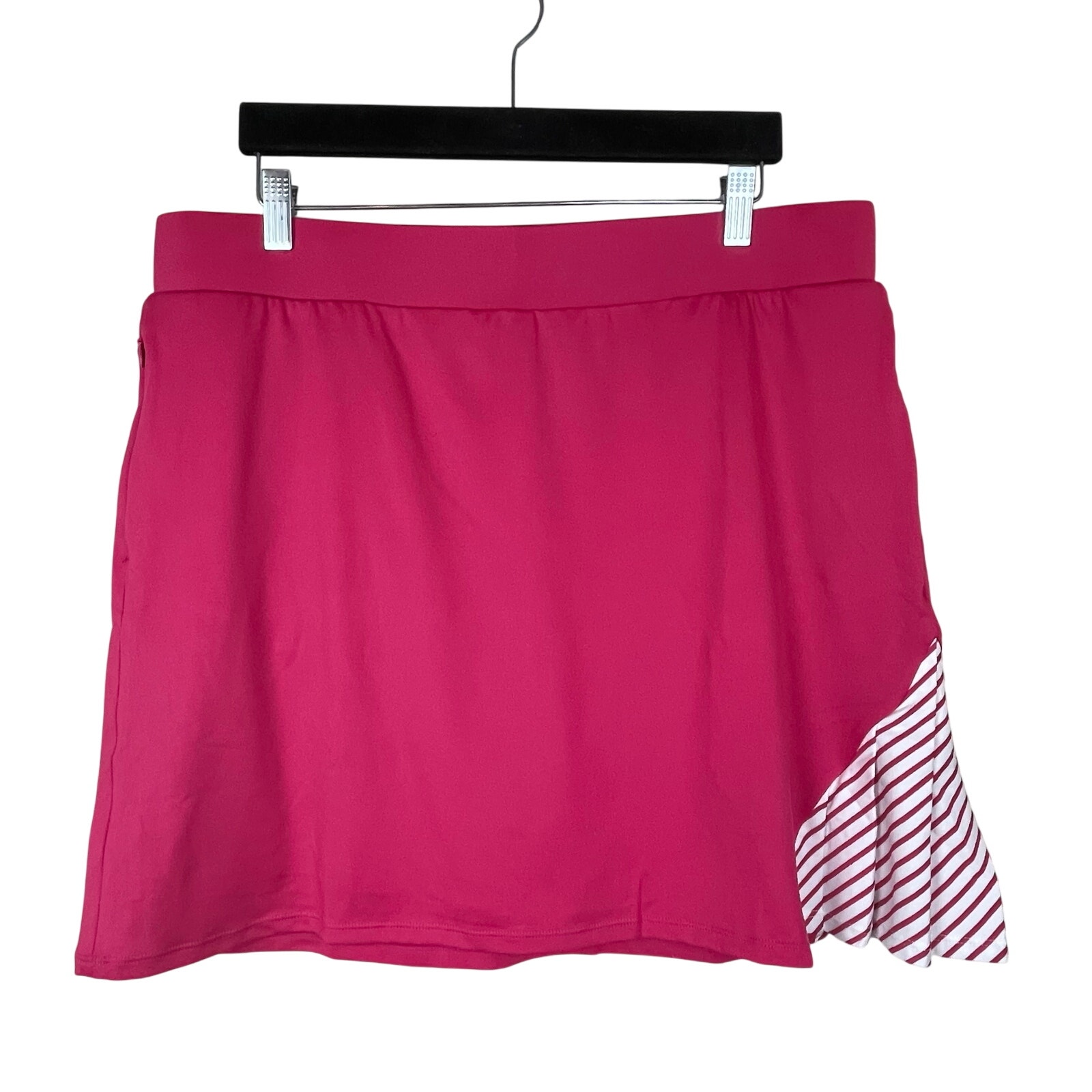 Chico's Zenergy UPF Knit Skort Pink Bromeliad Striped Trim Size 12 NWT