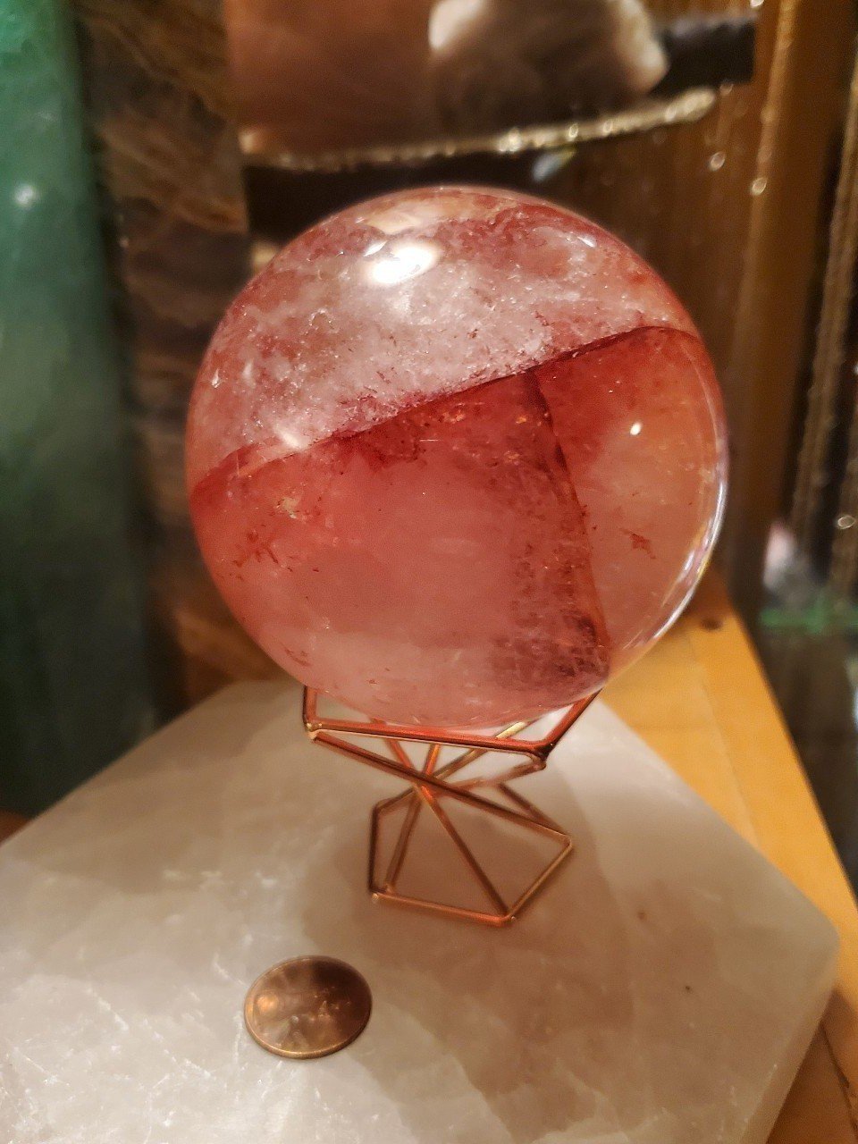 Fire Quartz Crystal Ball Starlight Sphere Gemstone Bundle Lot Stand & Free Gift