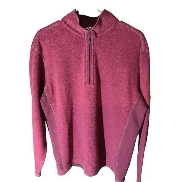 Tommy Bahama long sleeve knit shirt 1/4 zip Men’s SZ Large casual maroon