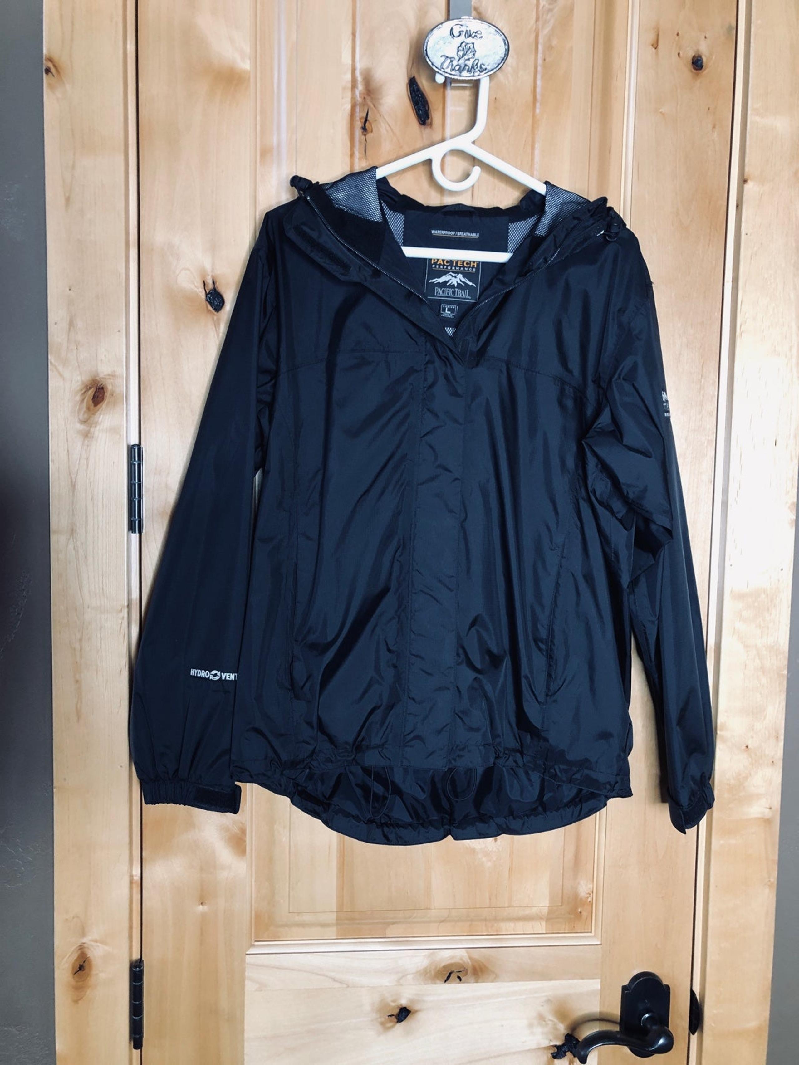 Womens Pacific Trail PAC TECH Waterproof Jacket Size L Black Vintage