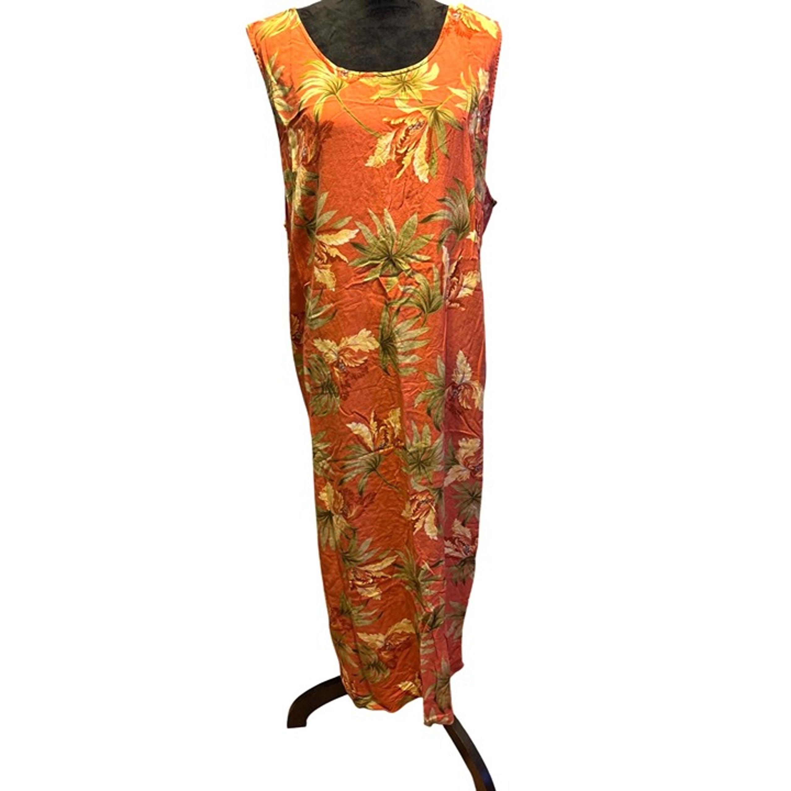 Sag Harbor Womens Tropical Floral Maxi Sleeveless Dress 3X Beach Lightweight