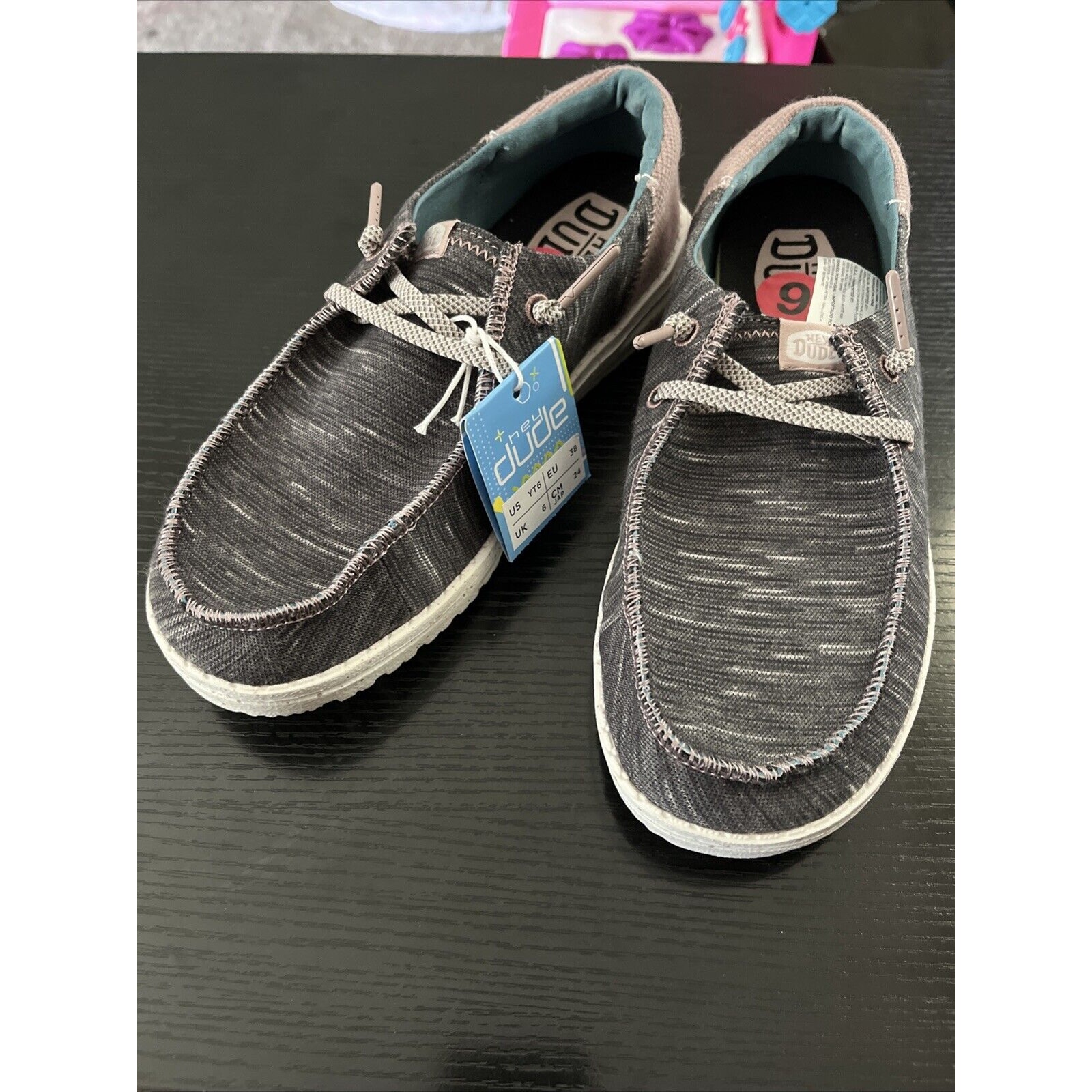 Hey Dude Girls Wendy Youth Jersey Slip-on Shoes Charcoal. Size YT6 / L7!