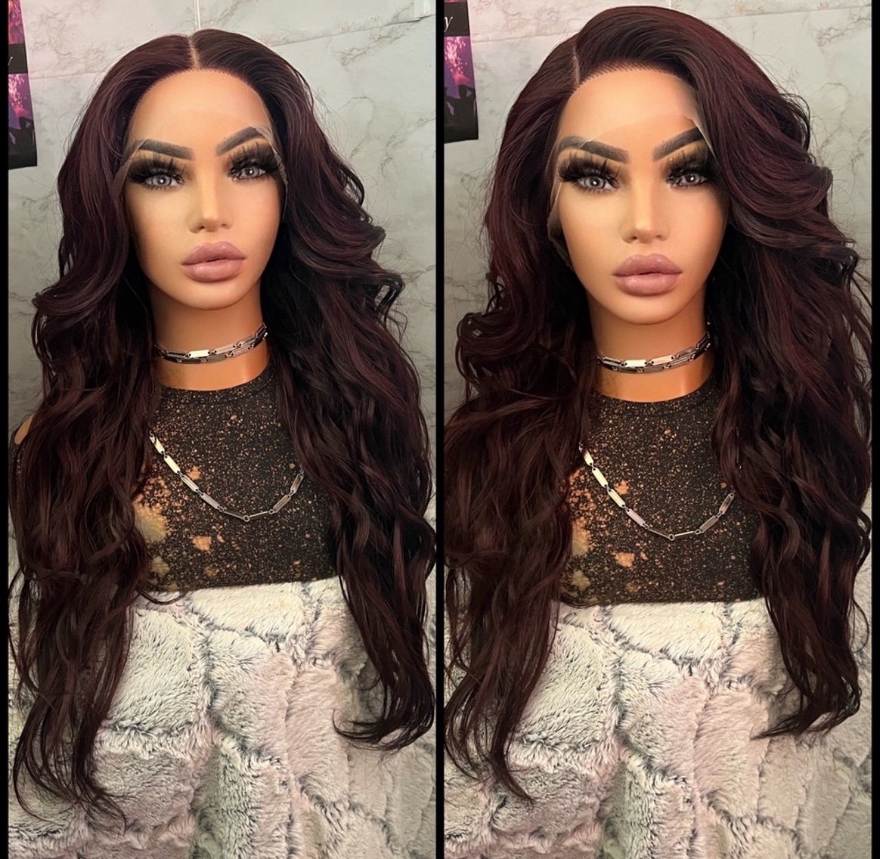 Human hair blended lace front wig