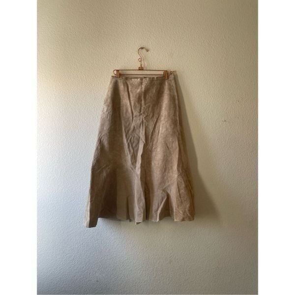 Vintage Chicos leather suede midi skirt size medium