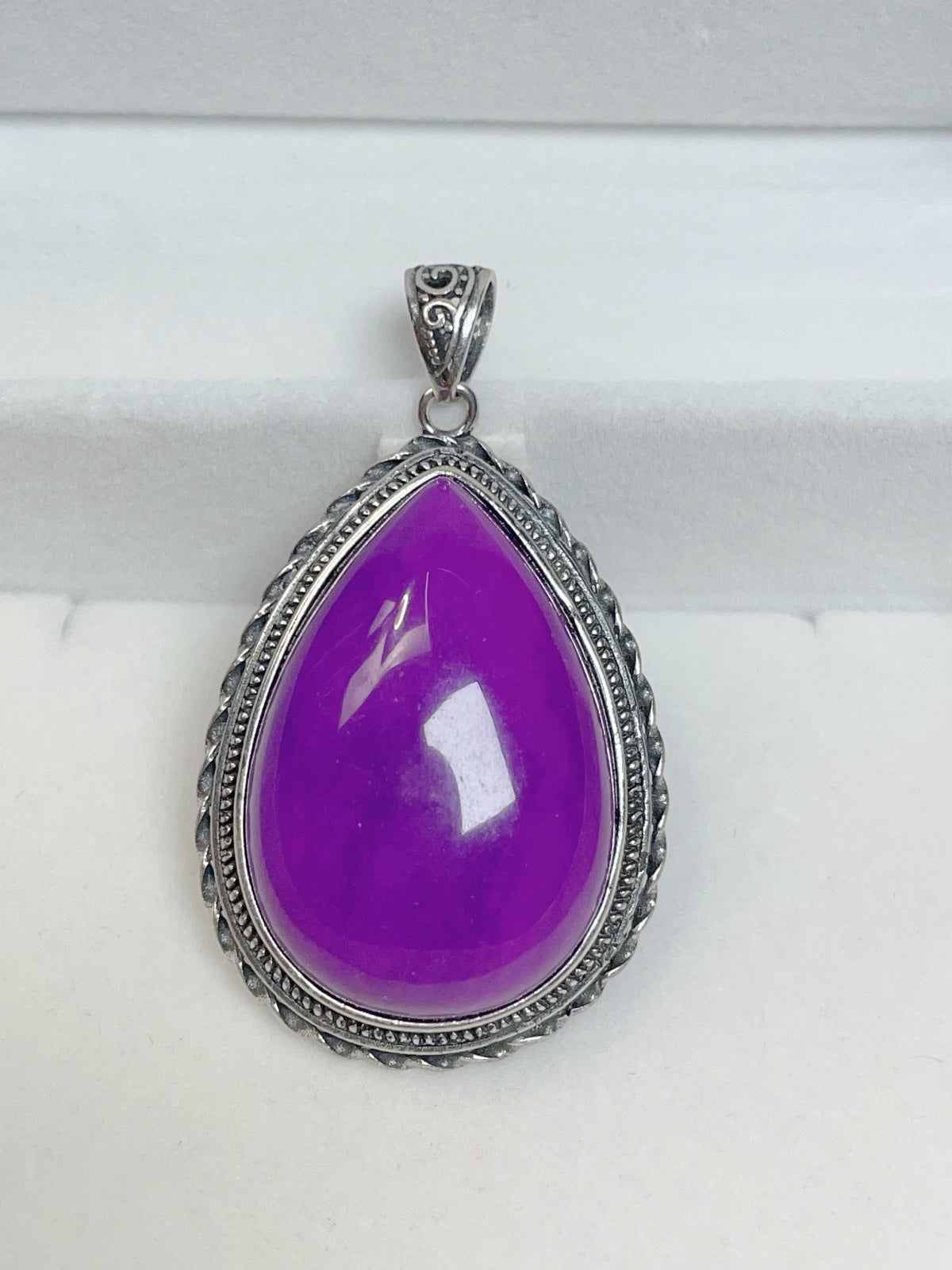 Exquisite Teardrop Charoite S925 Sterling Silver Pendant