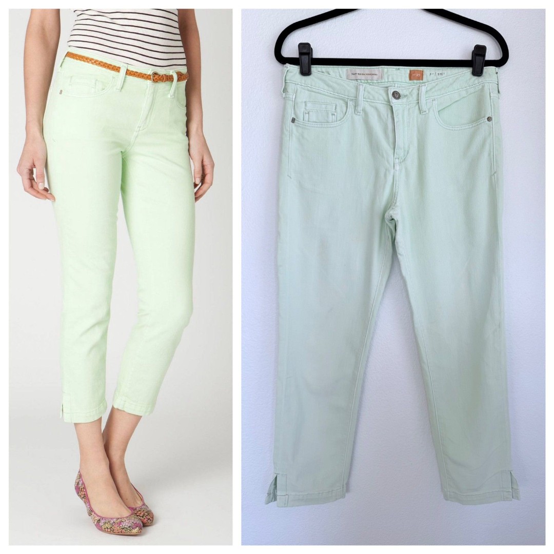 Anthropologie Pilcro & the Letterpress Pilcro Stet Slit Crop Jeans in Mint Green