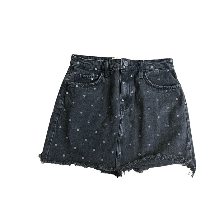 CURRENT ELLIOTT Black Polka Dof Denim Skirt Size 27