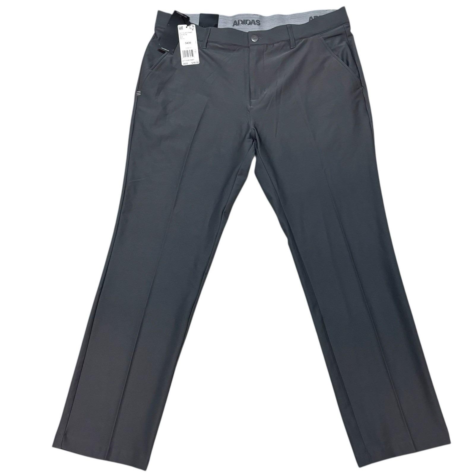 adidas Ultimate 365 Golf Pants Men's 34x30 (34x28) Gray Stretch Chino Pleated