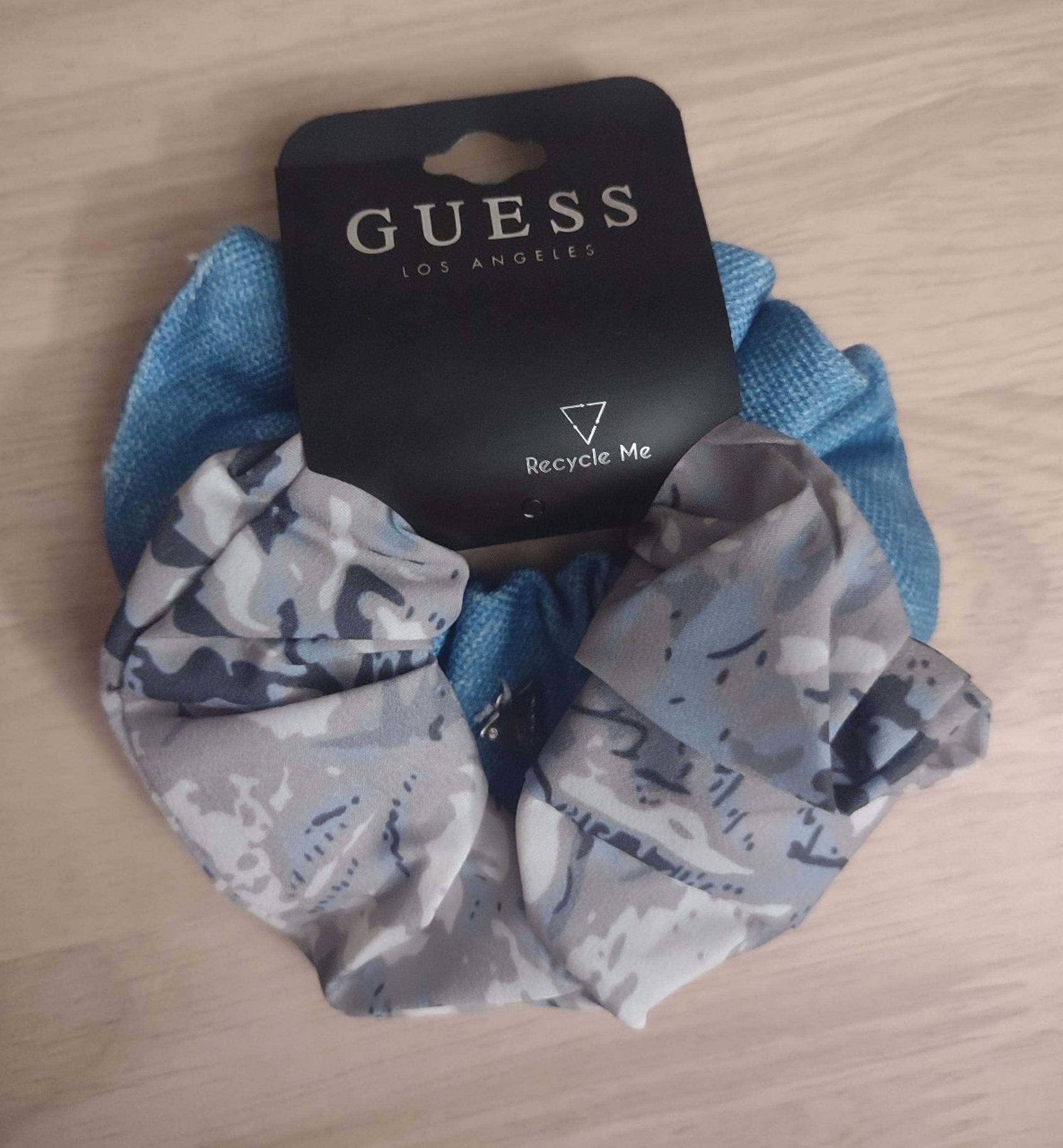 GUESS Silver Logo Denim Hair Tie Scrunchie Set Accessory Y2K Bling