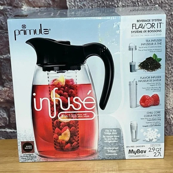 Primula Flavor It INFUSE 3-in-1 Tritan Pitcher - Tea & Fruit Infusers 2.9OT NIOB