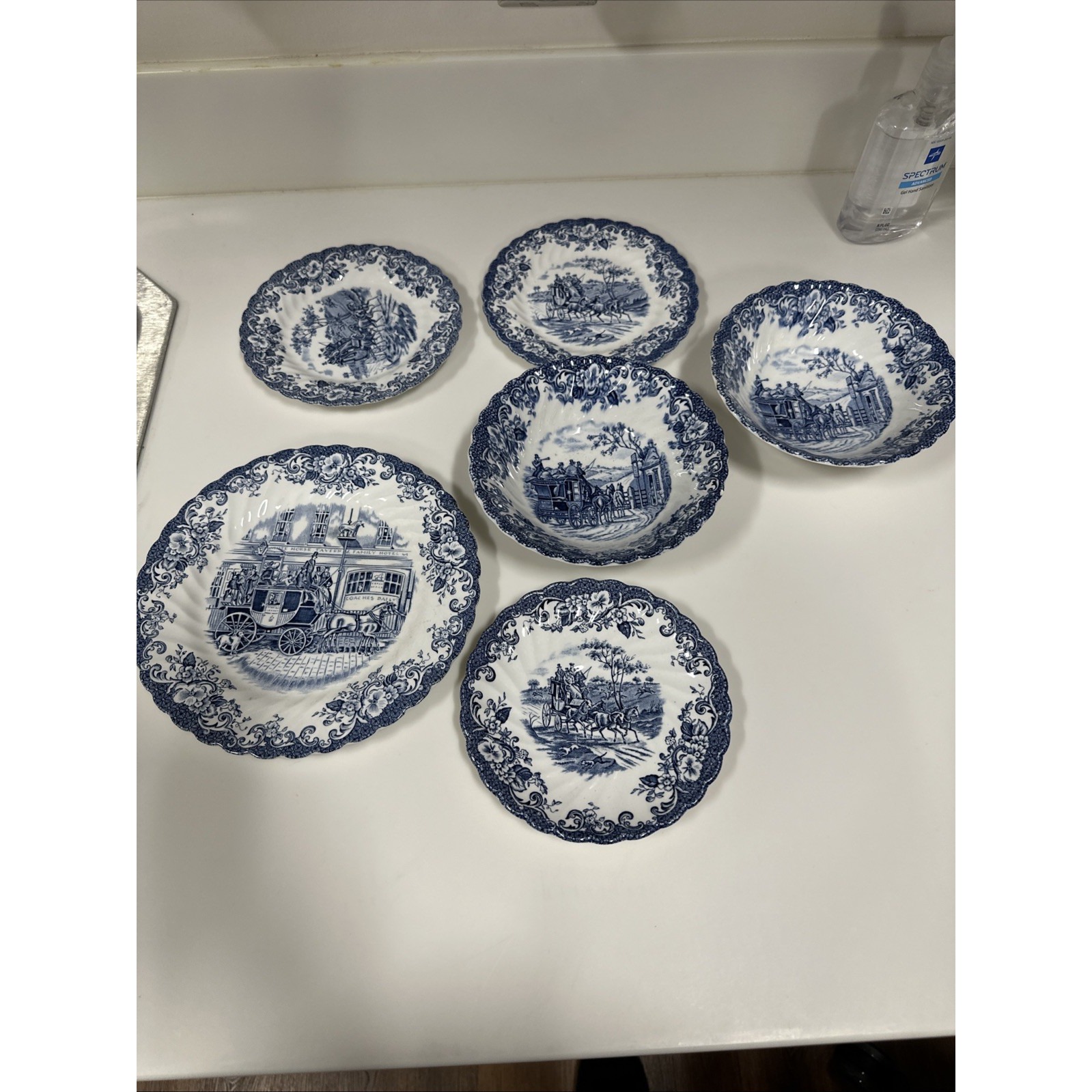 6 Piece Johnson Brothers Coaching Scenes Blue Ironstone England