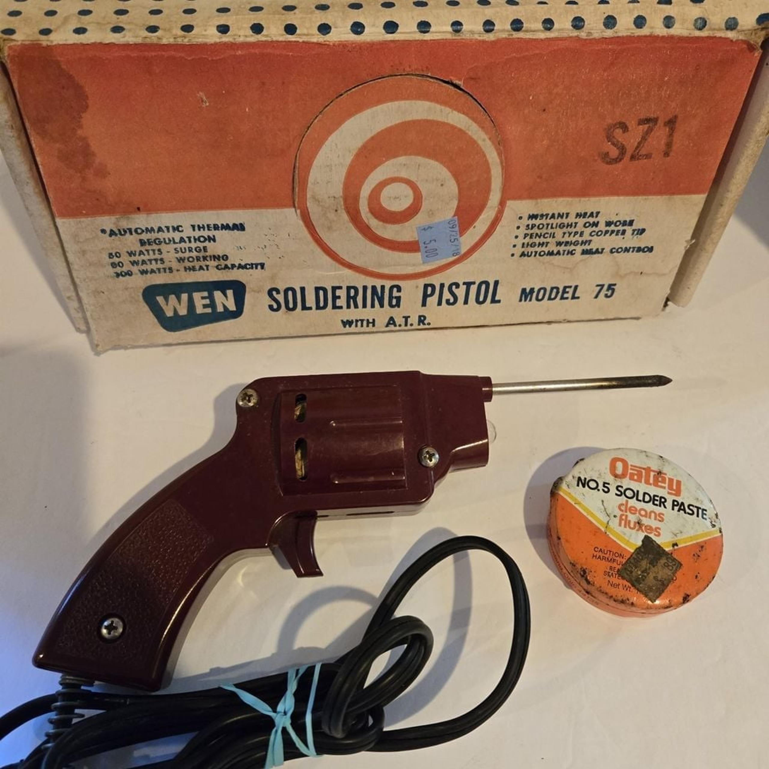 VTG Soldering gun - Pistol  WEN "model # 75" with Box- Tested Works