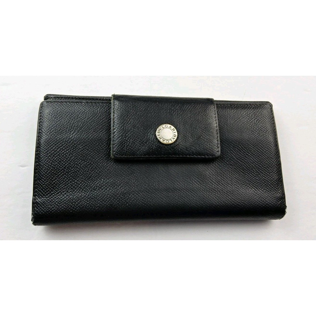 Bvgari Leather Trifold Full Size Long Snap Wallet