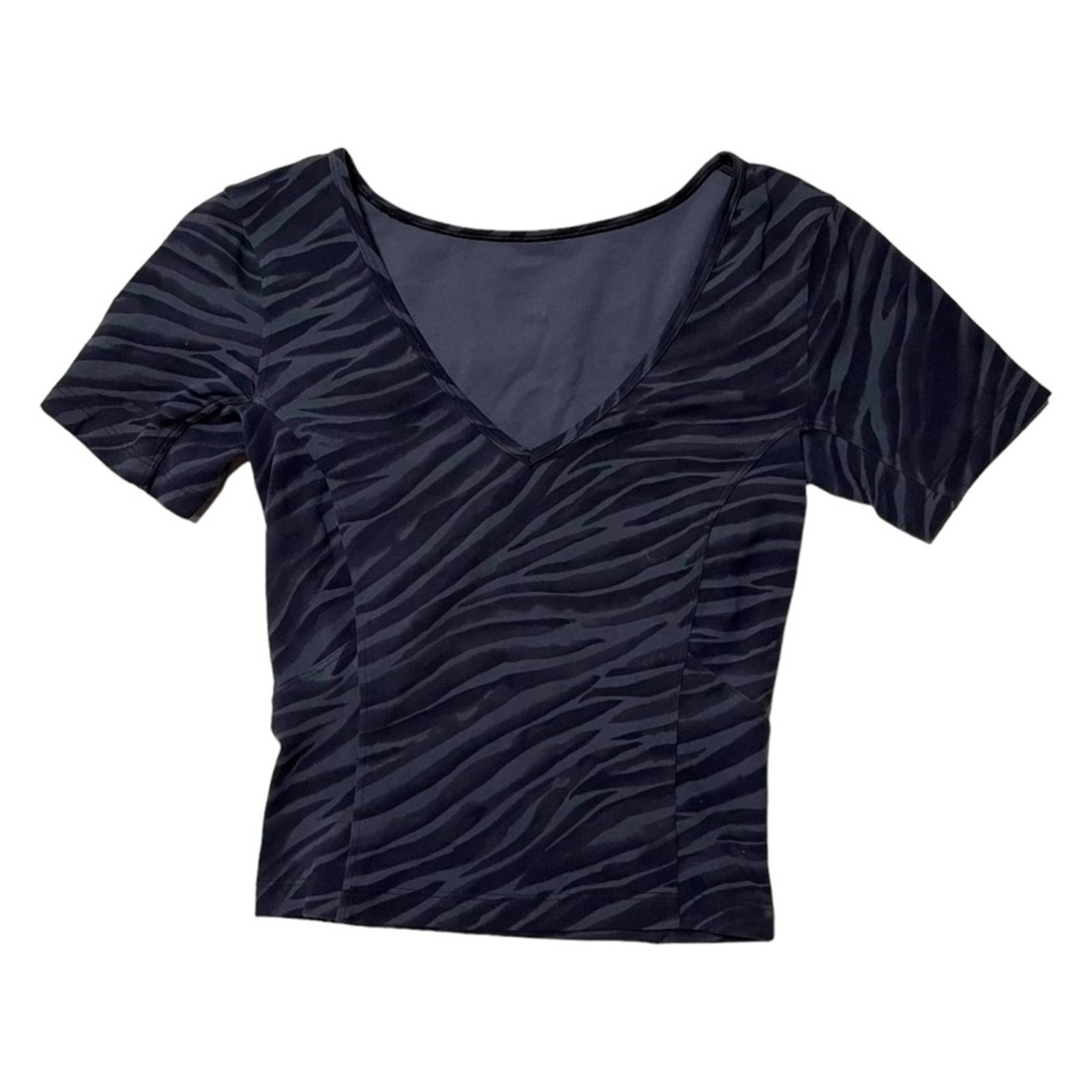 Lululemon Nulu Cropped Slim Yoga Short Sleeve Le Tigre Camo Deep Coal Multi