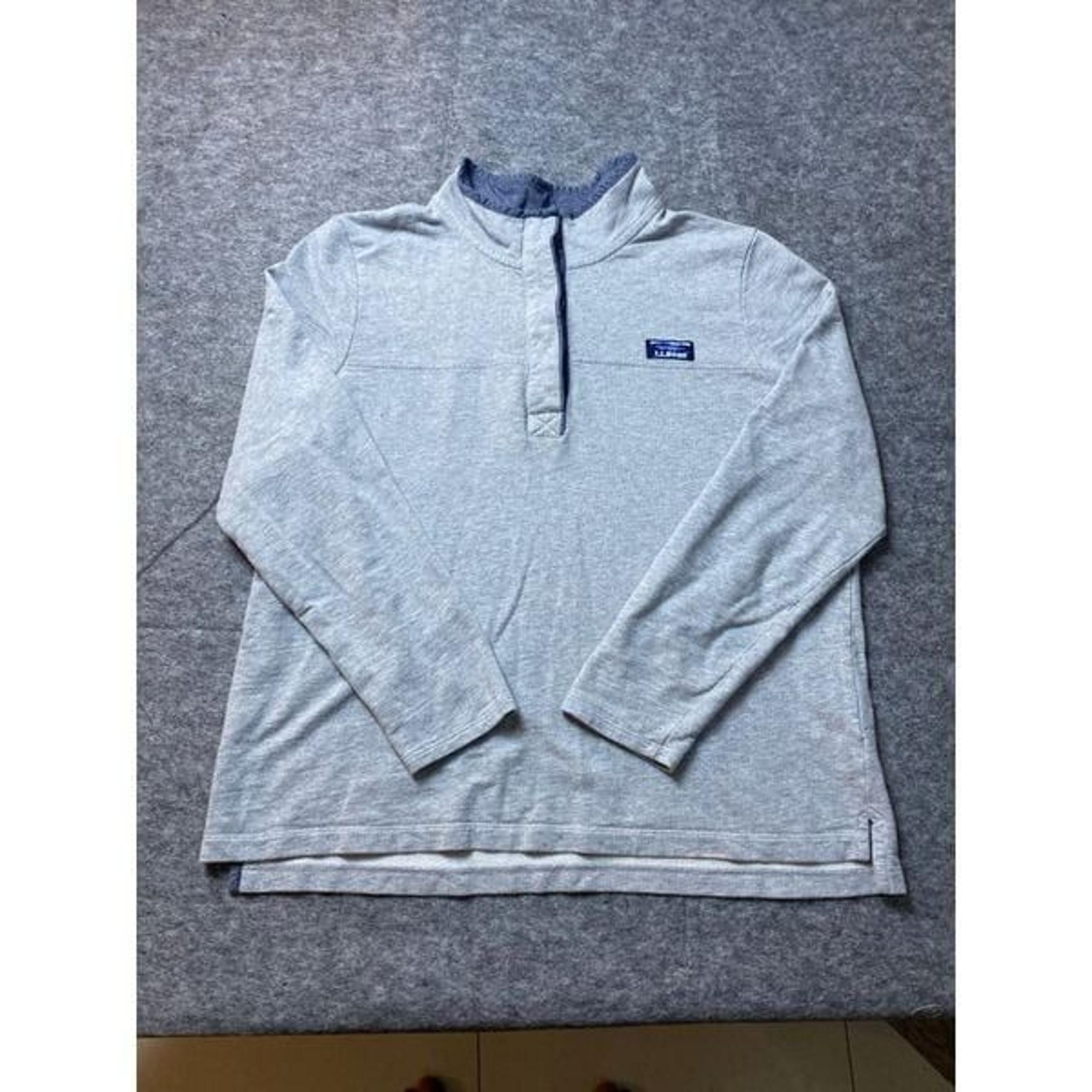 LL Bean Sweater Mens Extra Large Gray 1/4 Button Pullover Sweatshirt