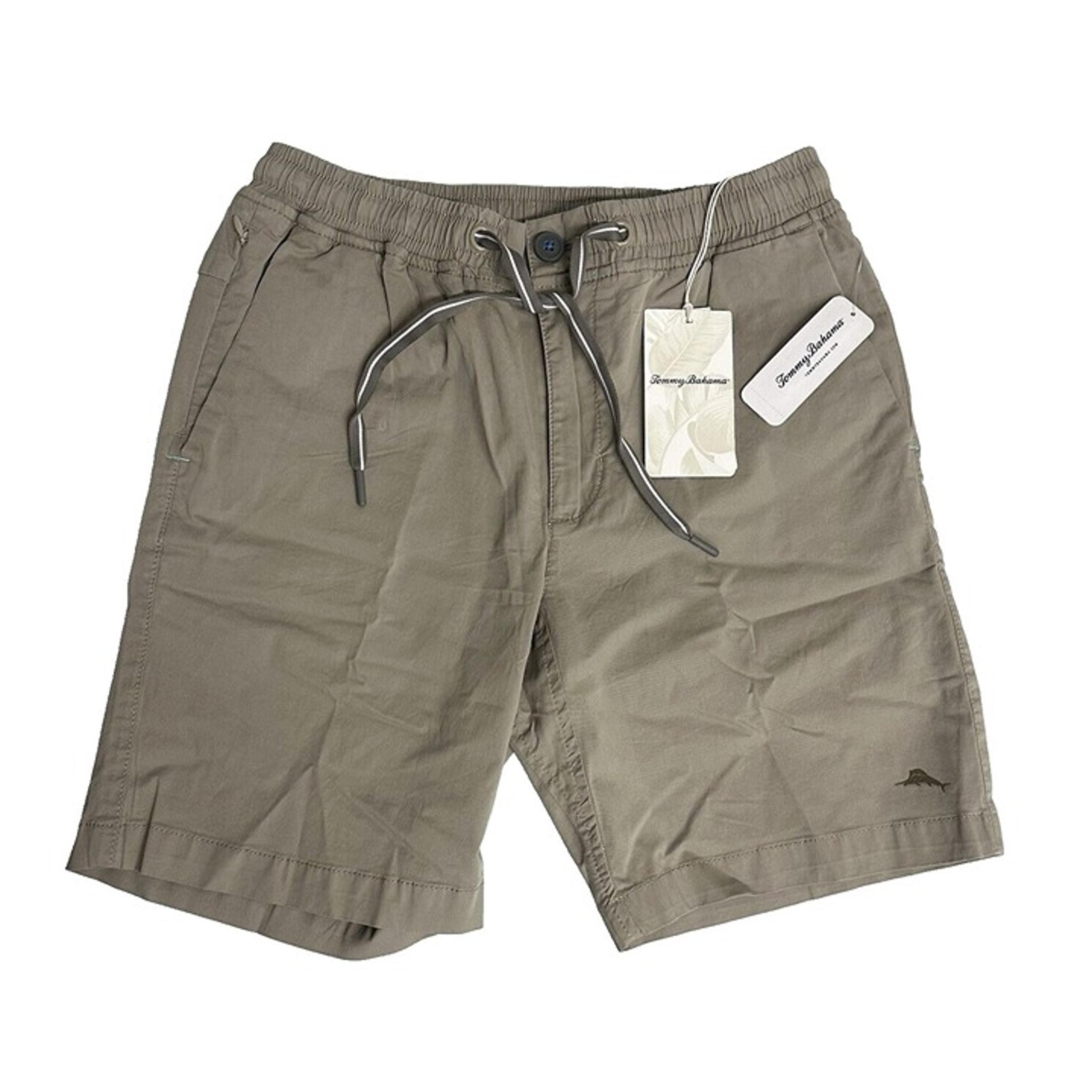 Tommy Bahama Mens XXL Dk Sand Oceanside Poplin Elastic Waist 8" Inseam Shorts