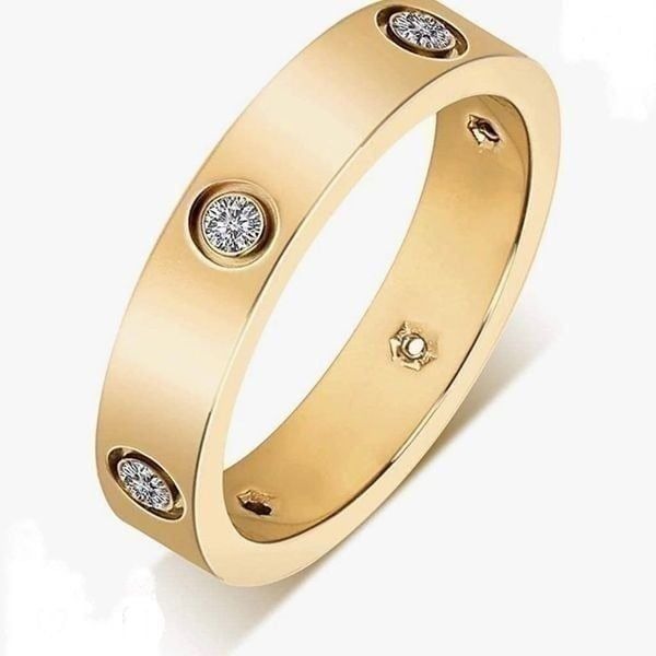 Gold 18k Gold Plated Titanium CZ Ring