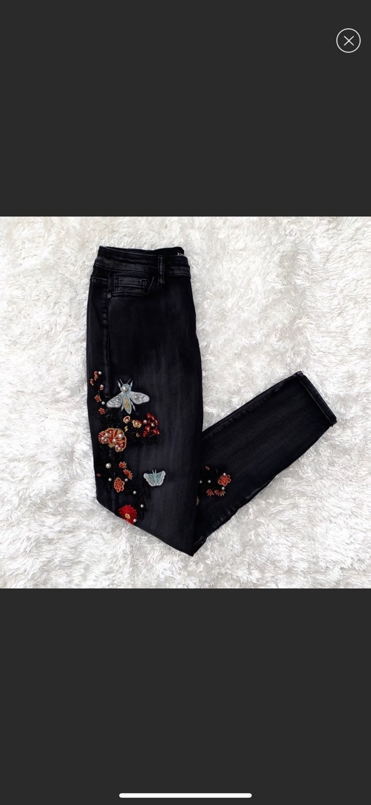 BEBE Embroidered Black Jeans