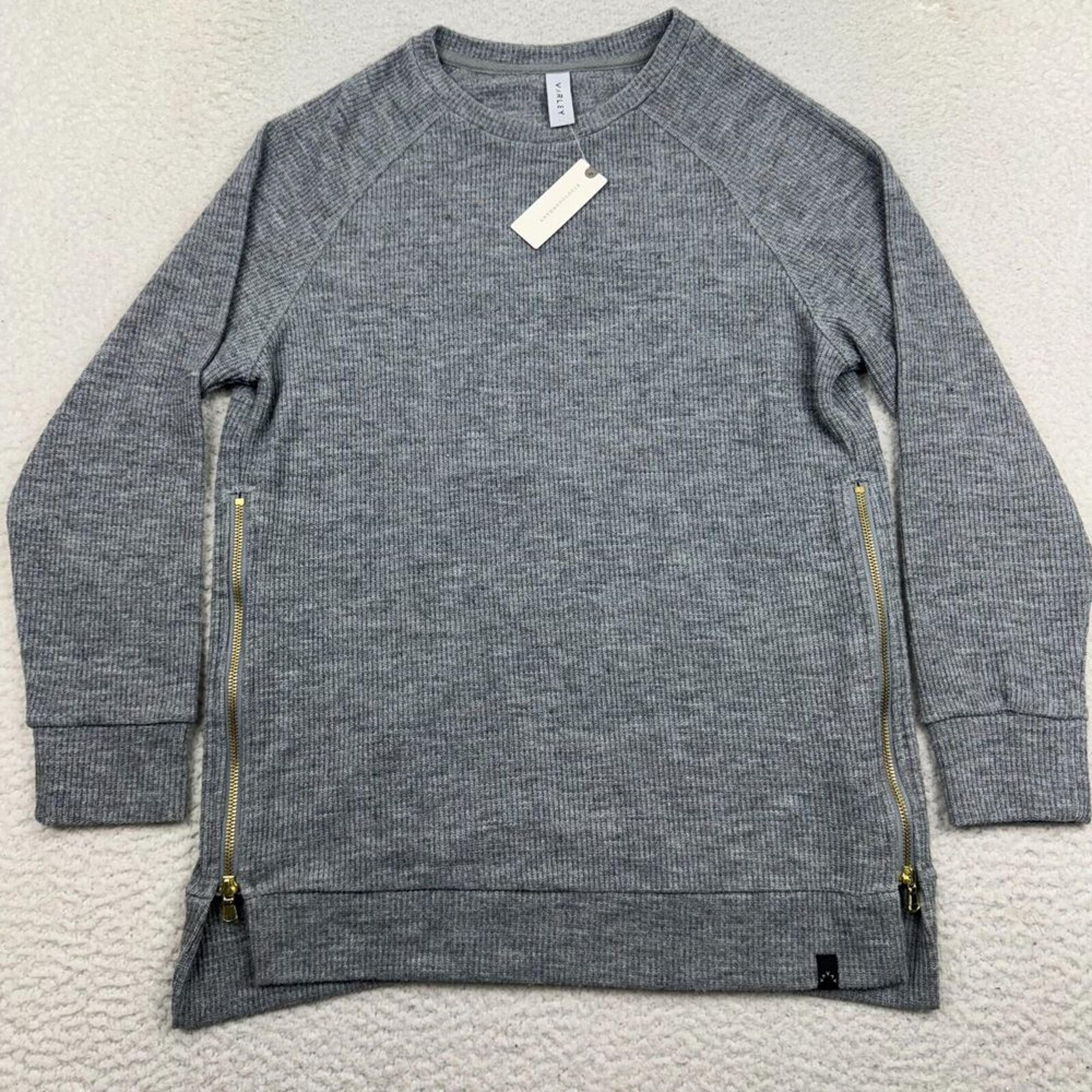Anthropologie Varley Side Zip Pullover Sweatshirt Women Small Heathered Gray NWT