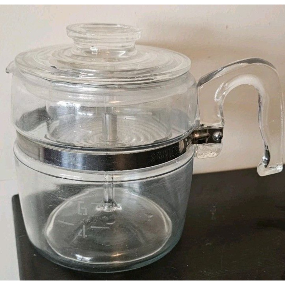 Vintage Pyrex Flameware Glass Percolator 6 Cup Coffee Pot