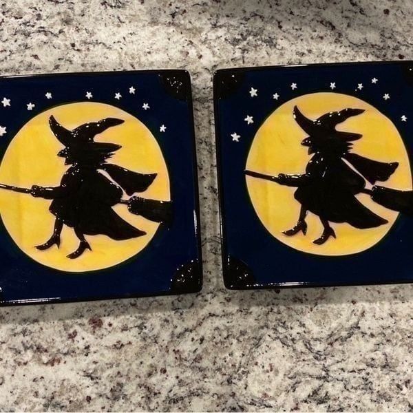 Ceramic Witch plate - set of 2