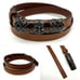 Vintage Albatros 009251 Brown Italian Leather Ornate Enamel Buckle Belt S 26