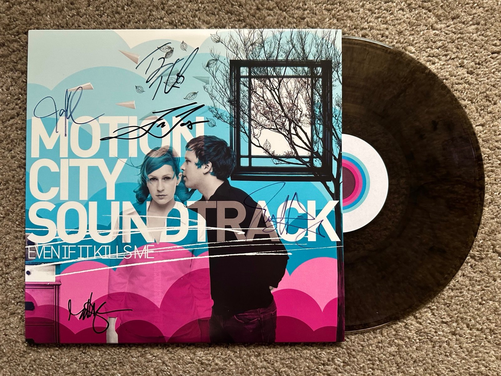 Motion City Soundtrack SIGNED Even If It Kills Me x/500 Black Smoke Vinyl LP NEW