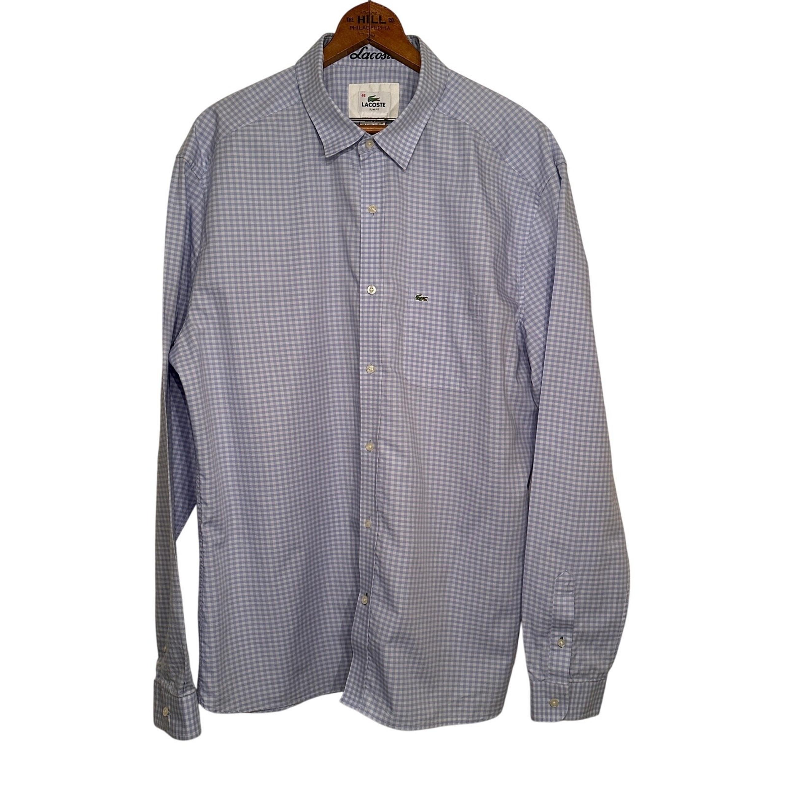 Lacoste Slim Fit Men's Gingham Button Up 46 XXL