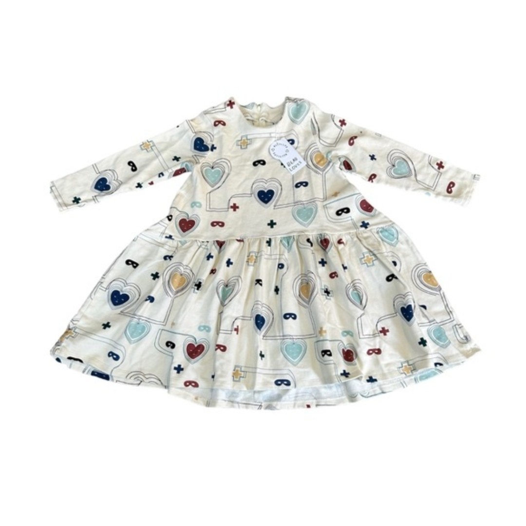NWT Beau Loves Cream Natural Hearts and Masks Luna Dress