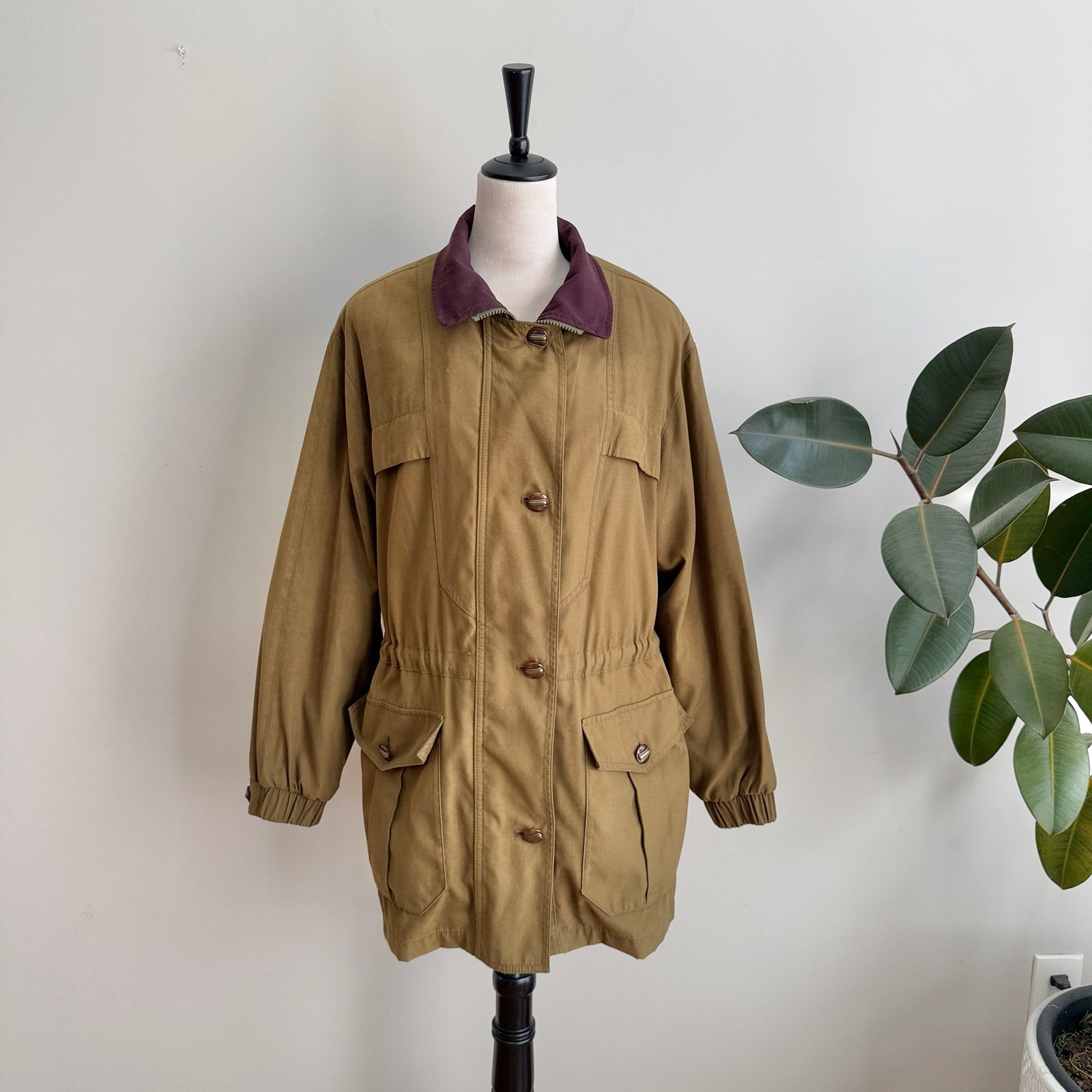 Retro Gallery Womens Med Barn Chore Coat Jacket Lined Y2K Gorp Olive Green