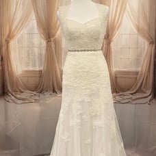 Ivory wedding dress with rhinestone belt