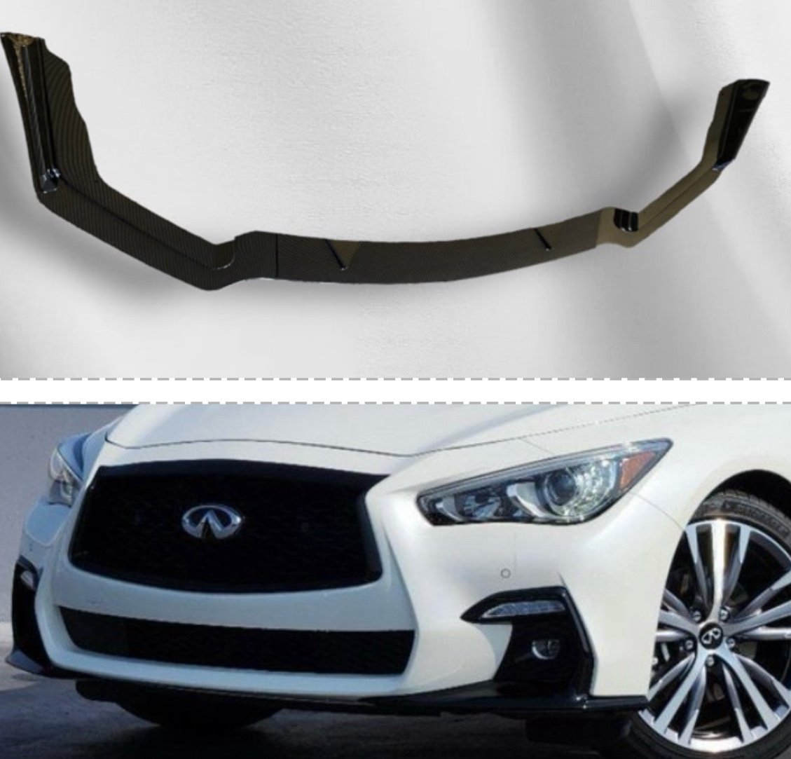 Infiniti Q50 2014-2017 Sport Carbon Fiber Front Bumper Lip Splitter Spoiler 3pcs