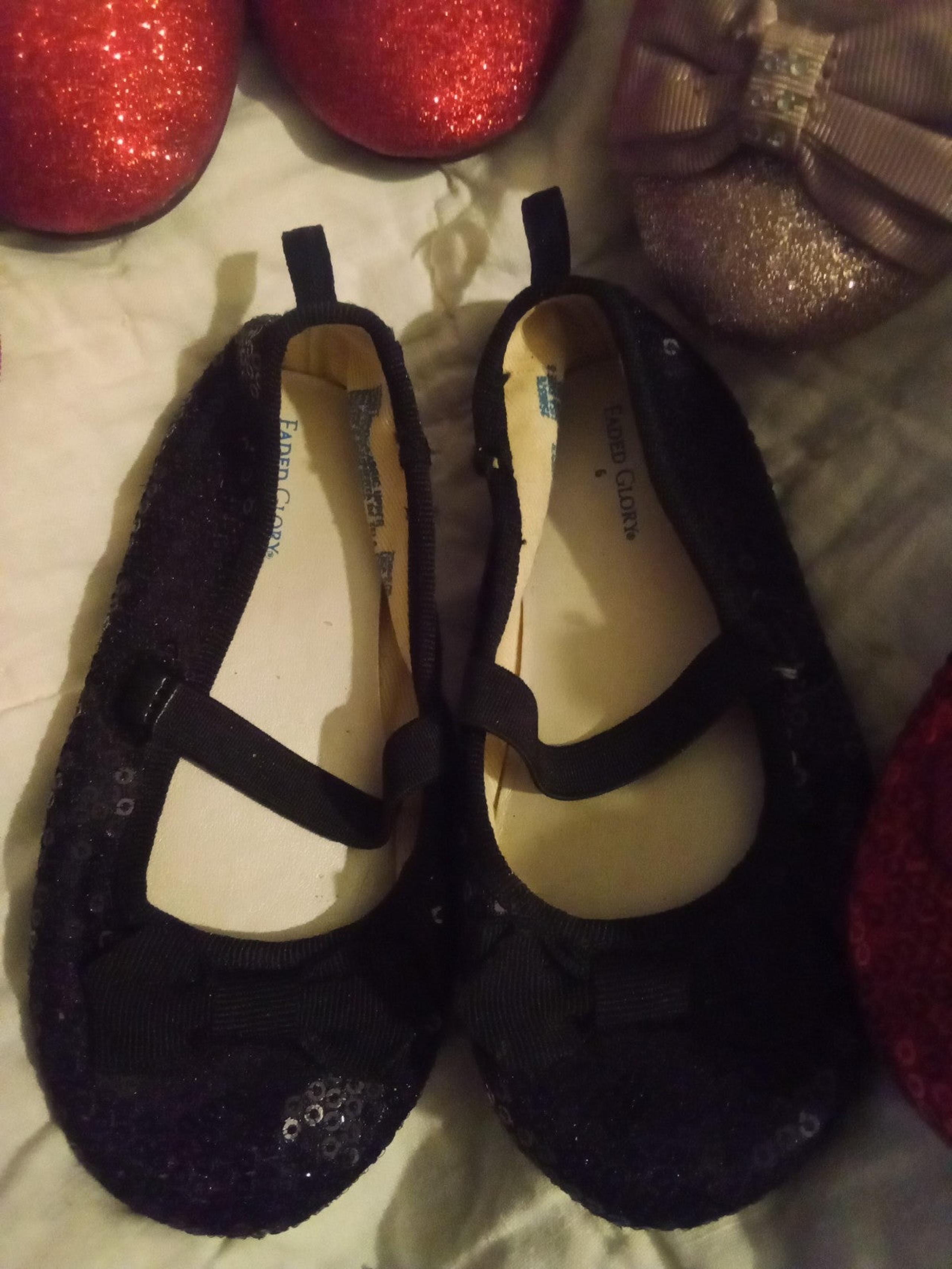 2 Pairs Size 6 Girls Holiday Sequined Shoes by Faded Glory