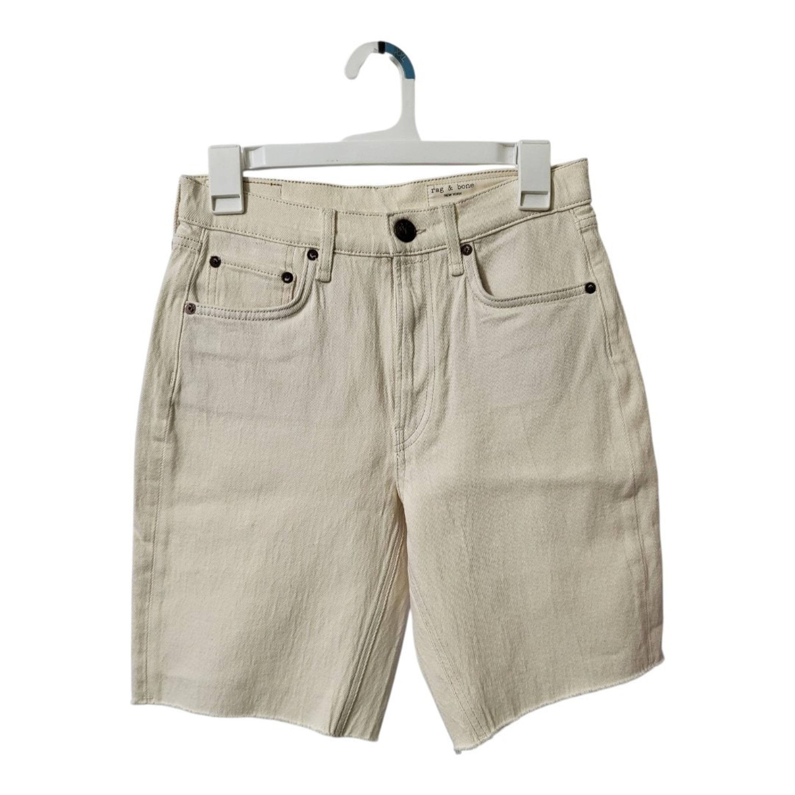 Rag & Bone Shorts Women 25 Denim Vintqge Bermuda Mid Rise Denim Shorts Cream