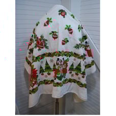 Vintage Midcentury modern 50s Christmas Holiday tablecloth 66x46 inches Decor