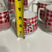 Vtg Red/White Quilted Pattern Teapot/4 Cups/ Creamer/Sugar/ A Price Import Japan