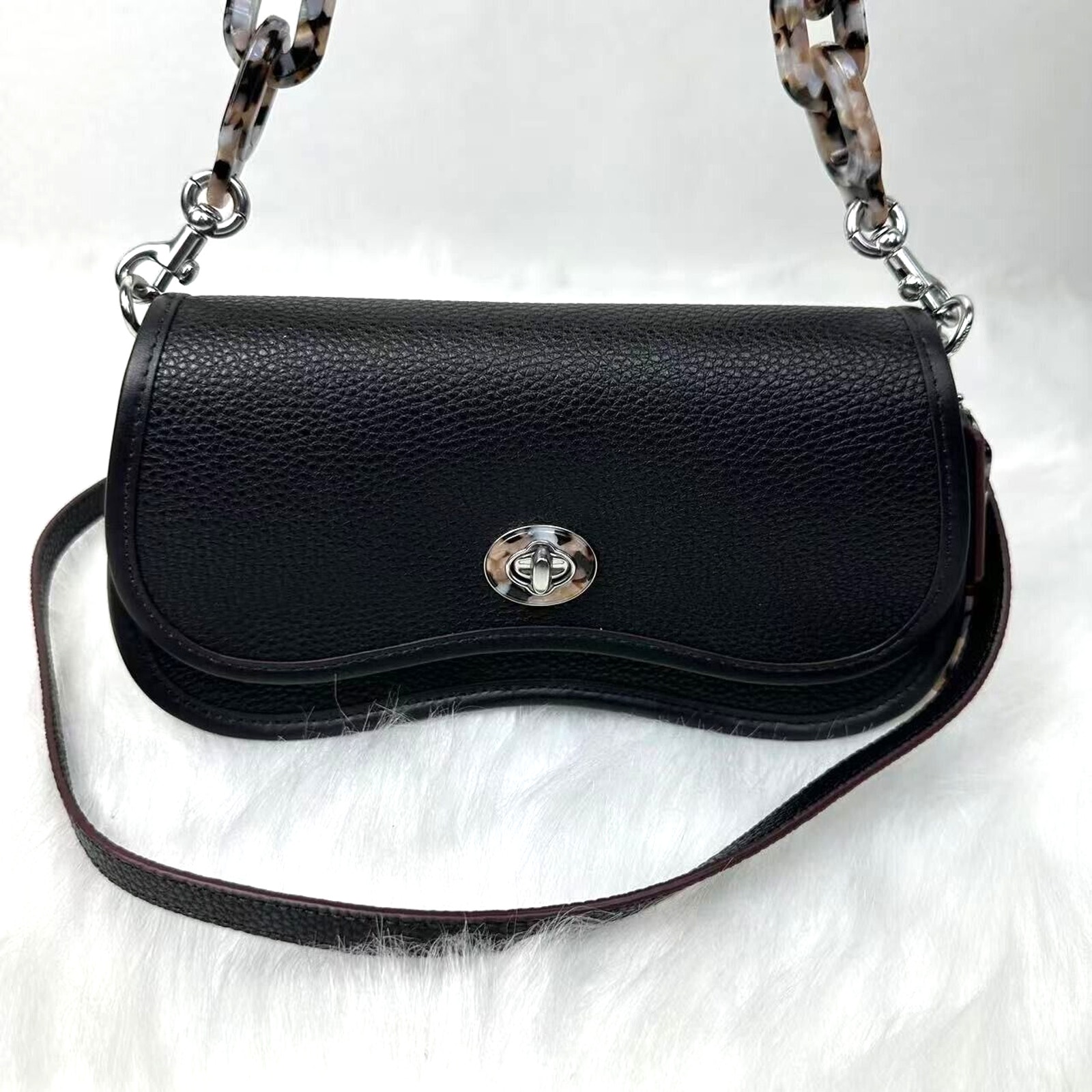 Coach Wavy Dinky Bag Shoulder & Crossbody Coachtopia Black Leather CK113 NWT