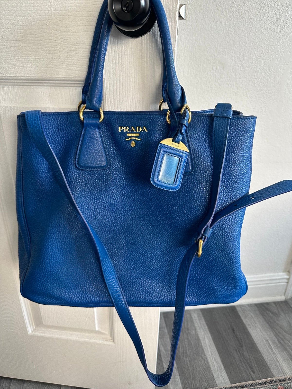Prada blue leather handbag