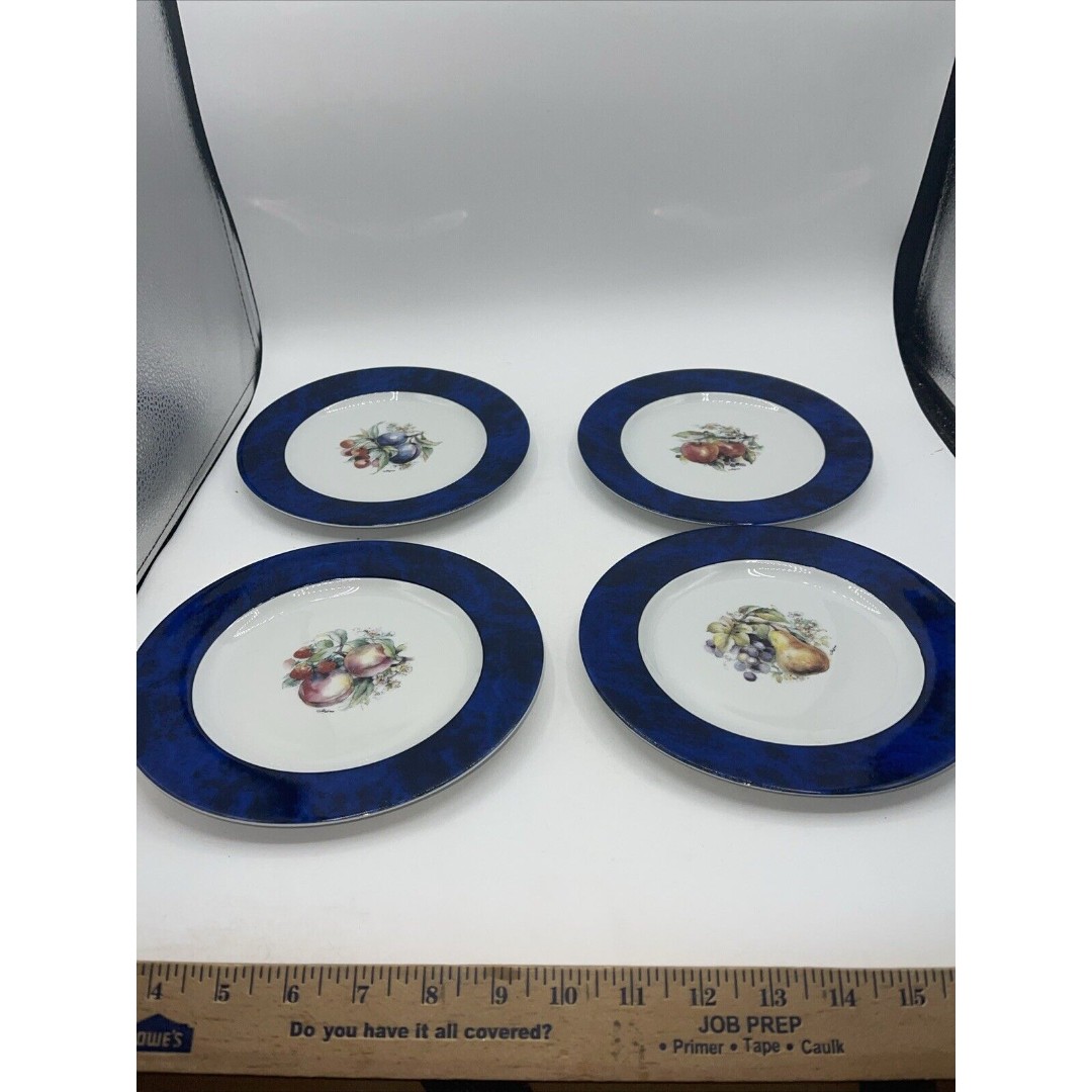 Philippe Deshoulieres Scala Fruits Set Of 4 Royal Blue Salad Plate 8 1/2