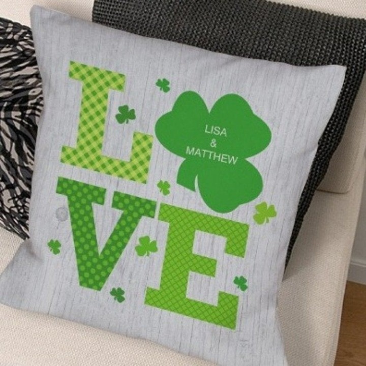 Personalized Irish Lovers Shamrock Throw Pillow