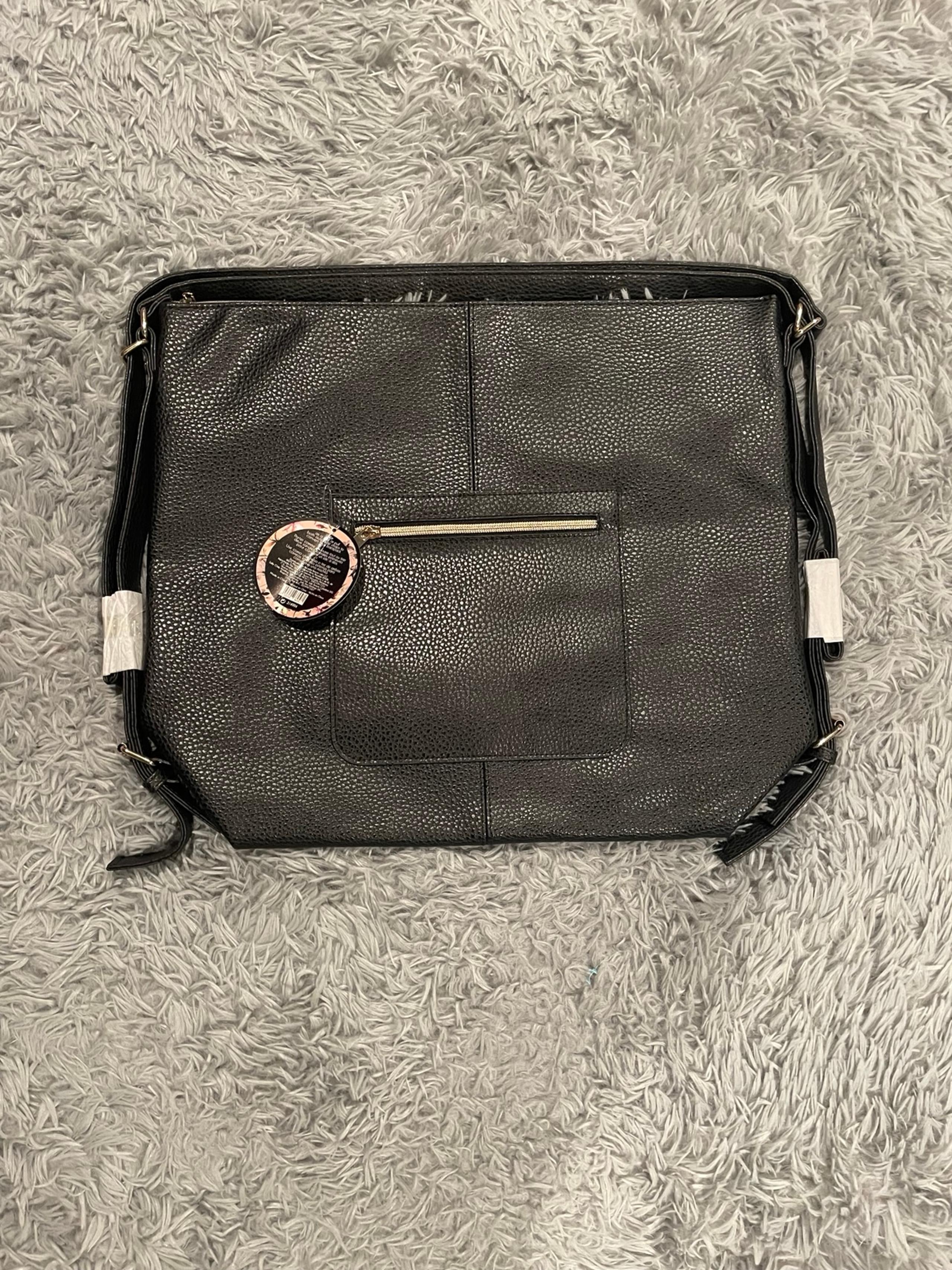Arcadia Beauty Labs Fresh & floral 2 n 1 backpack tote Black Faux Leather NWT